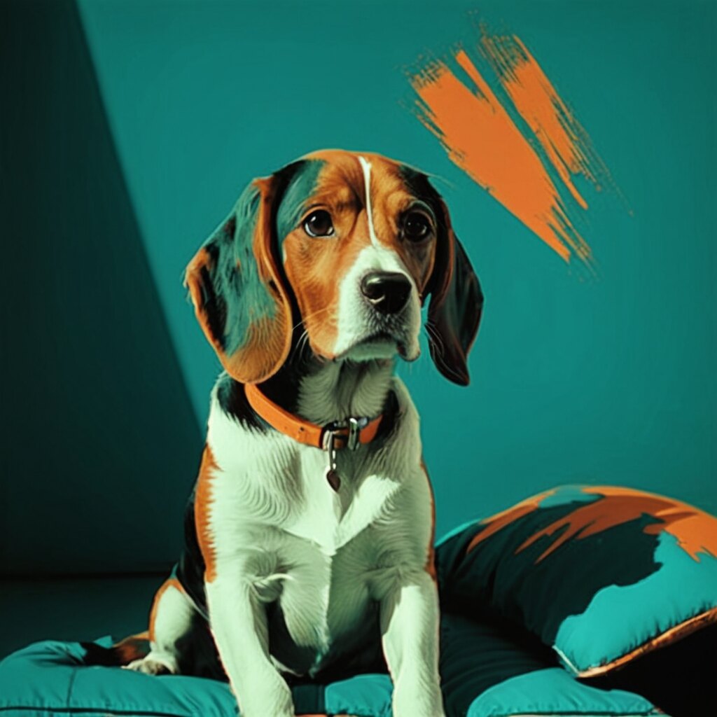 The same beagle as a pop art portrait