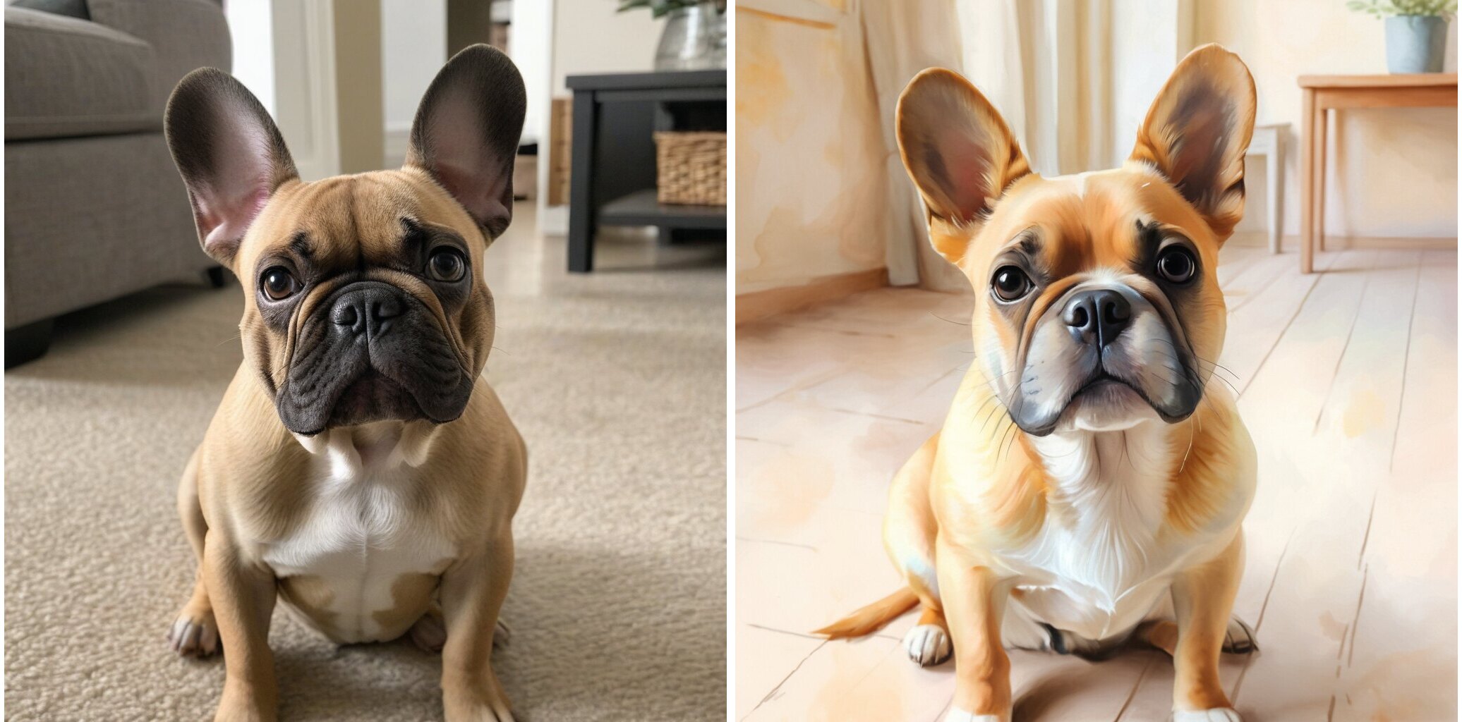 French bulldog photo transformed into a watercolor portrait